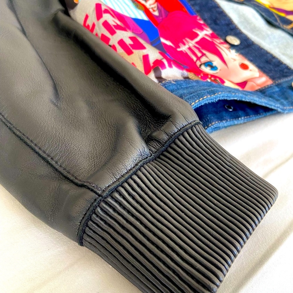 DSQUARED2 Black and Blue Bomber Jacket with Ribbed Cuffs